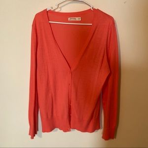 Salmon Long Sleeve Button Up Cardigan